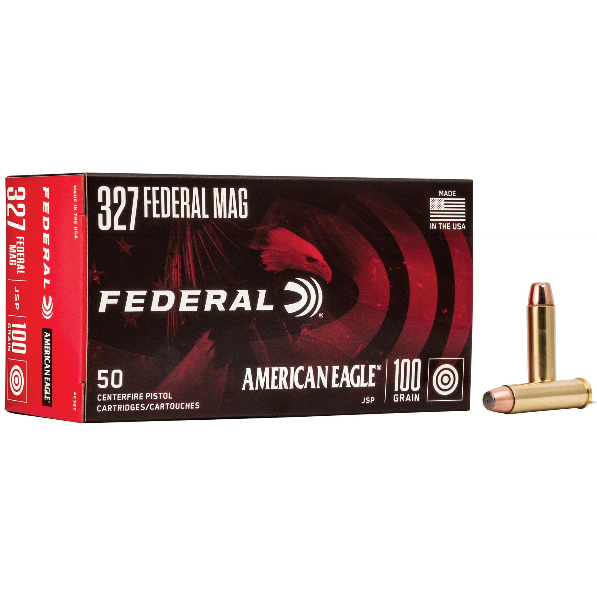 Federal, American Eagle, 327 Federal Magnum, 100 Grain | Jacketed Solf Point, JSP | 50 Rounds per Box 