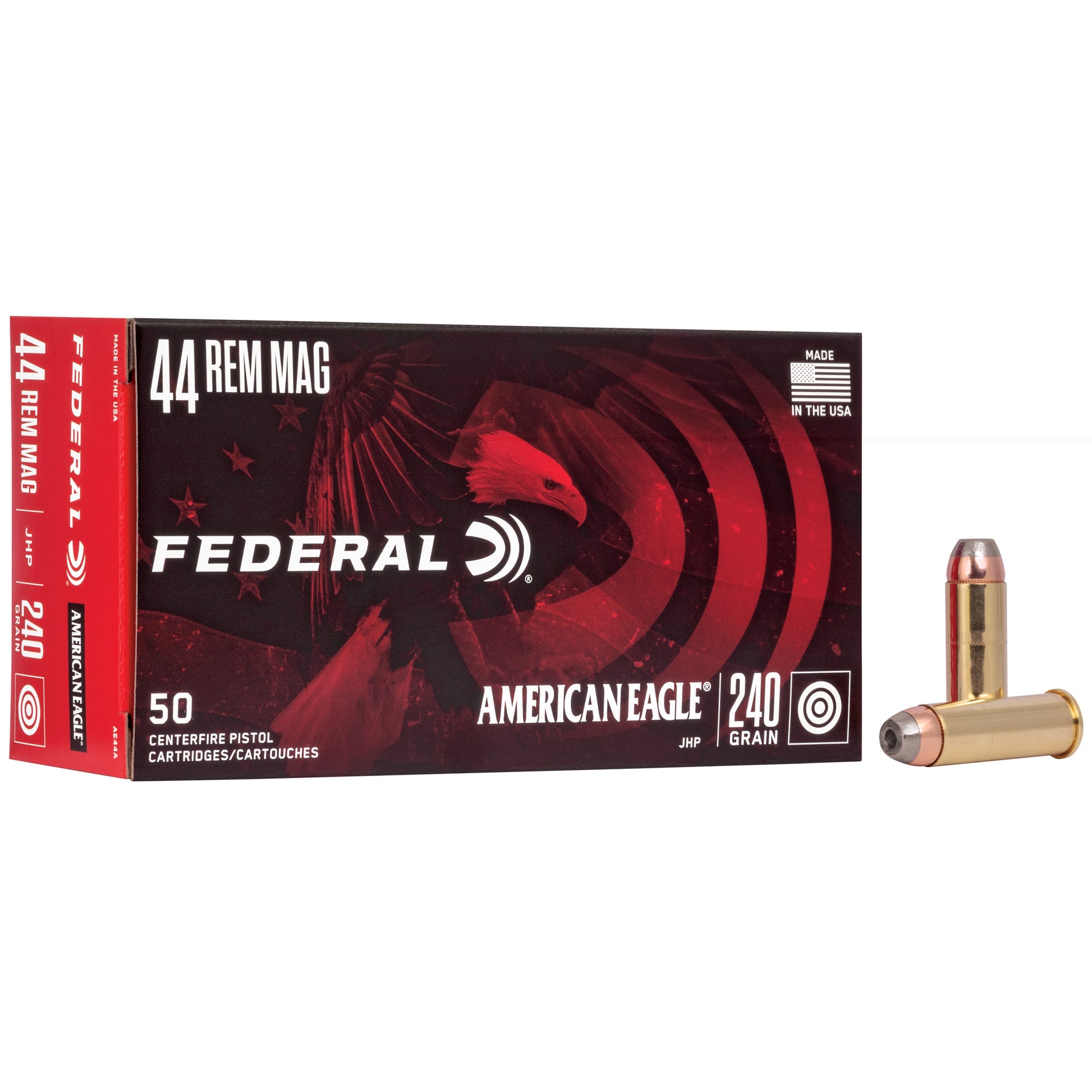 Federal, American Eagle, 44 Remington Magnum, 240 Grain | Jacketed Hollow Point, JHP | 50 Rounds per Box