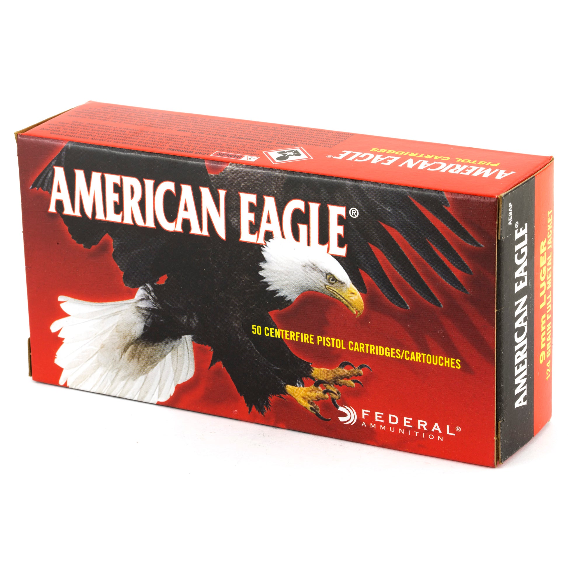 Federal, American Eagle, 9mm Luger, 124 Grain | Full Metal Jacket, FMJ | 50 Round Box 