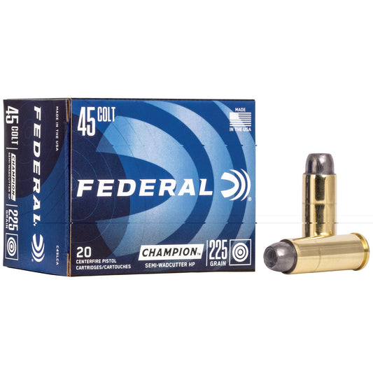 Federal, Champion, 45LC, 225 Grain, Semi Wadcutter Hollow Point  (500 Round Case)