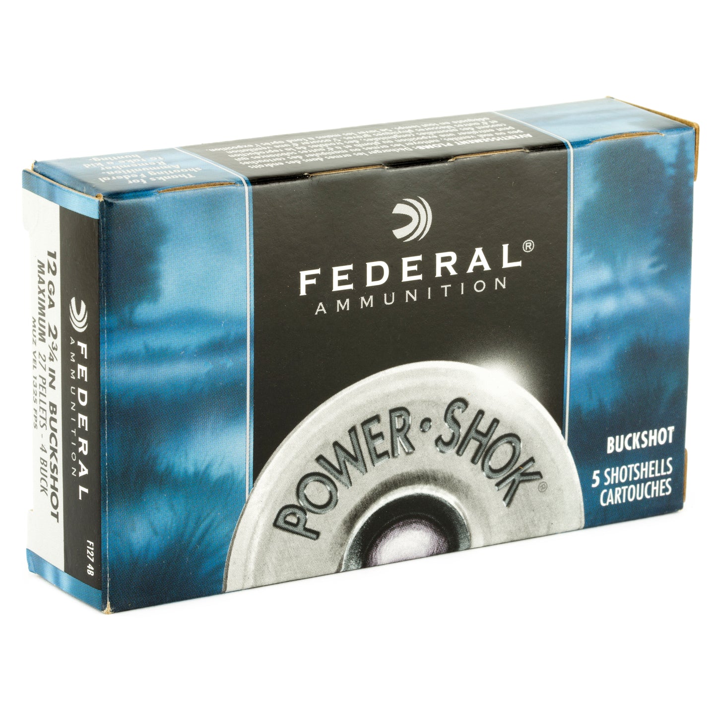 Federal, PowerShok, 12 Gauge, 2.75", 4 Buck, Max Dram, Buckshot, 27 Pellets  (5 Round Box)