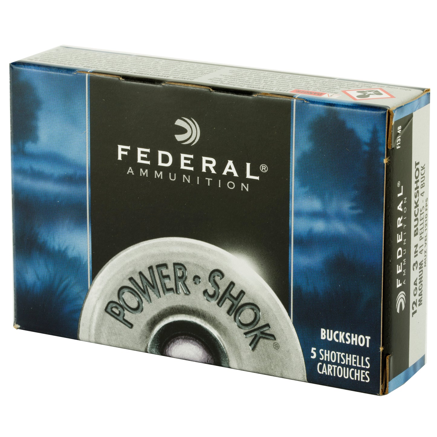 Federal, PowerShok, 12 Gauge, 3", 4 Buck, Mag Dram, Buckshot, 41 Pellets  (5 Round Box)