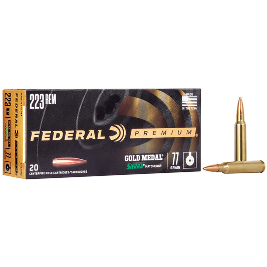 Federal, Gold Medal Match, 223 Remington, 77 Grain, Boat Tail Hollow Point, (200 RD CASE)