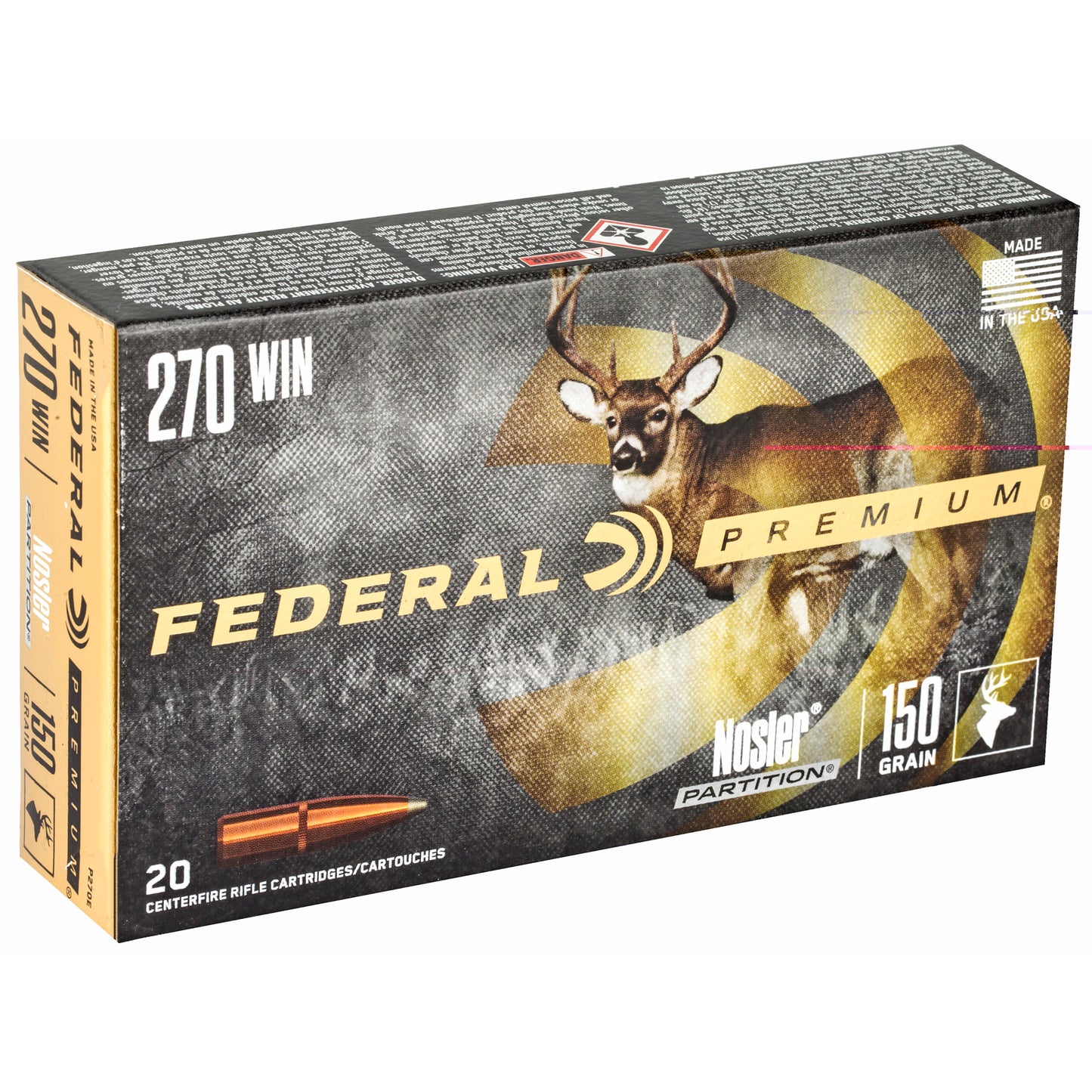 Federal, Premium, 270WIN, 150 Grain, Nosler Partition  (20 Round Box)