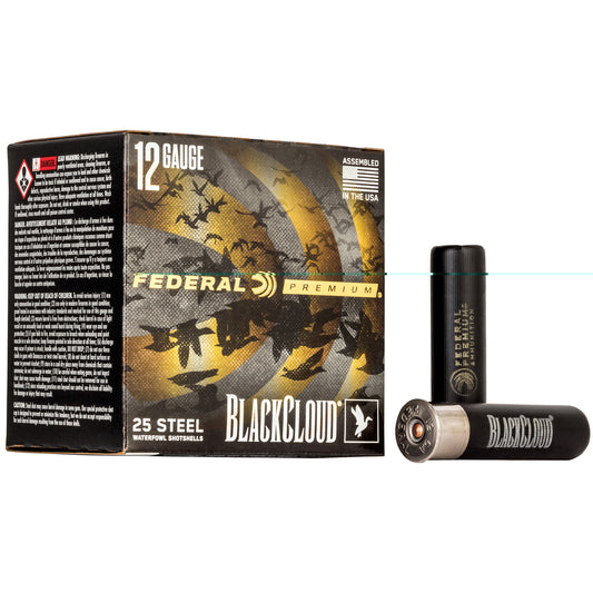 Federal, Premium, Black Cloud FS Steel with Flightcontrol Flex Wad, 12 Gauge 3.5", #2, 1 1/2oz, Steel Shot  (25 Round Box)