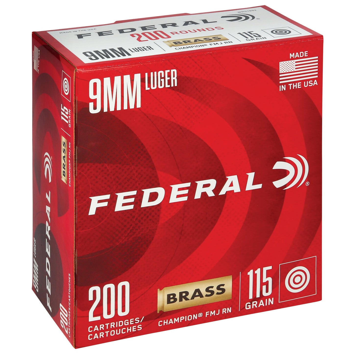 Federal, Champion, 9MM, 115 Grain, Full Metal Jacket  (1000 Round Case)