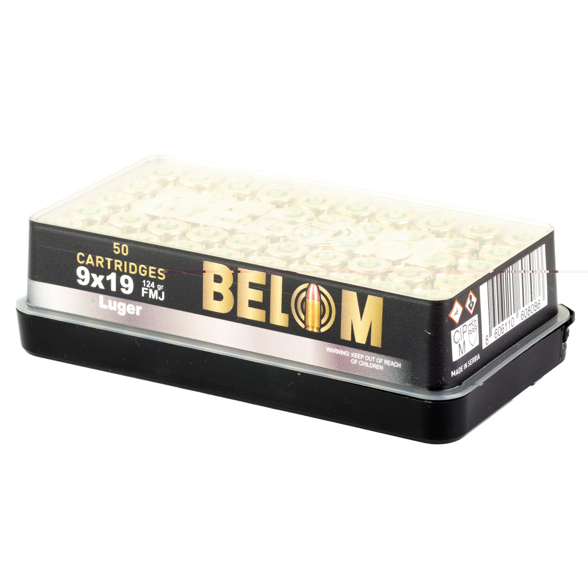 Belom 9mm Luger 124 Grain | Full Metal Jacket, FMJ | 50 Round Box