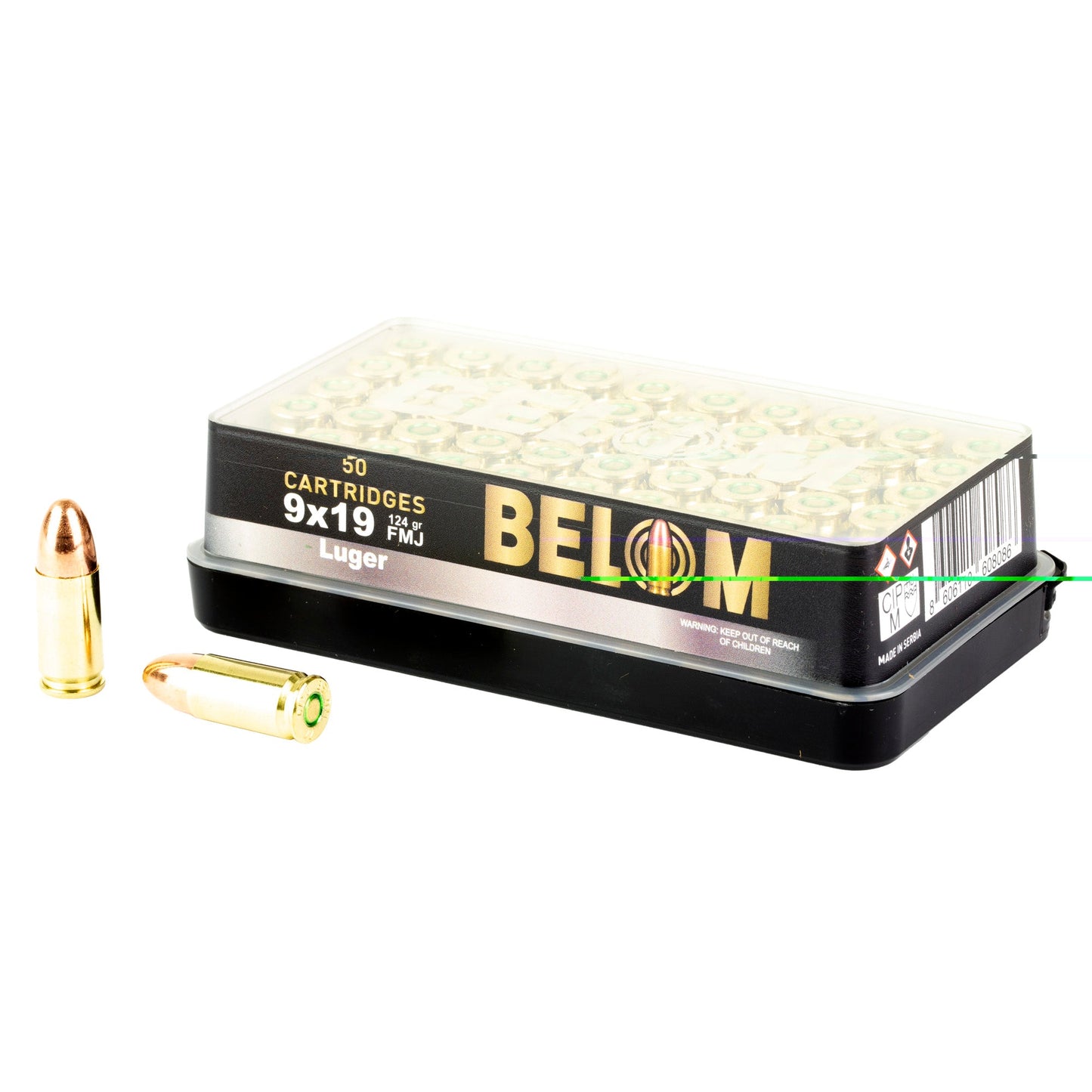 Belom, 9MM, 124 Grain, Full Metal Jacket  (1000 Round Case)