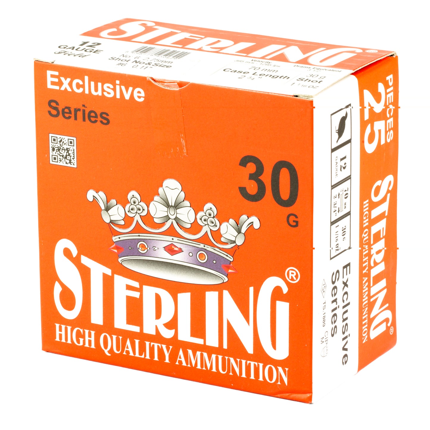 Sterling, Exclusive Series, 12 Gauge 2.75", #6, 1 1/6 oz, Shot Shell  (25 Round Box)