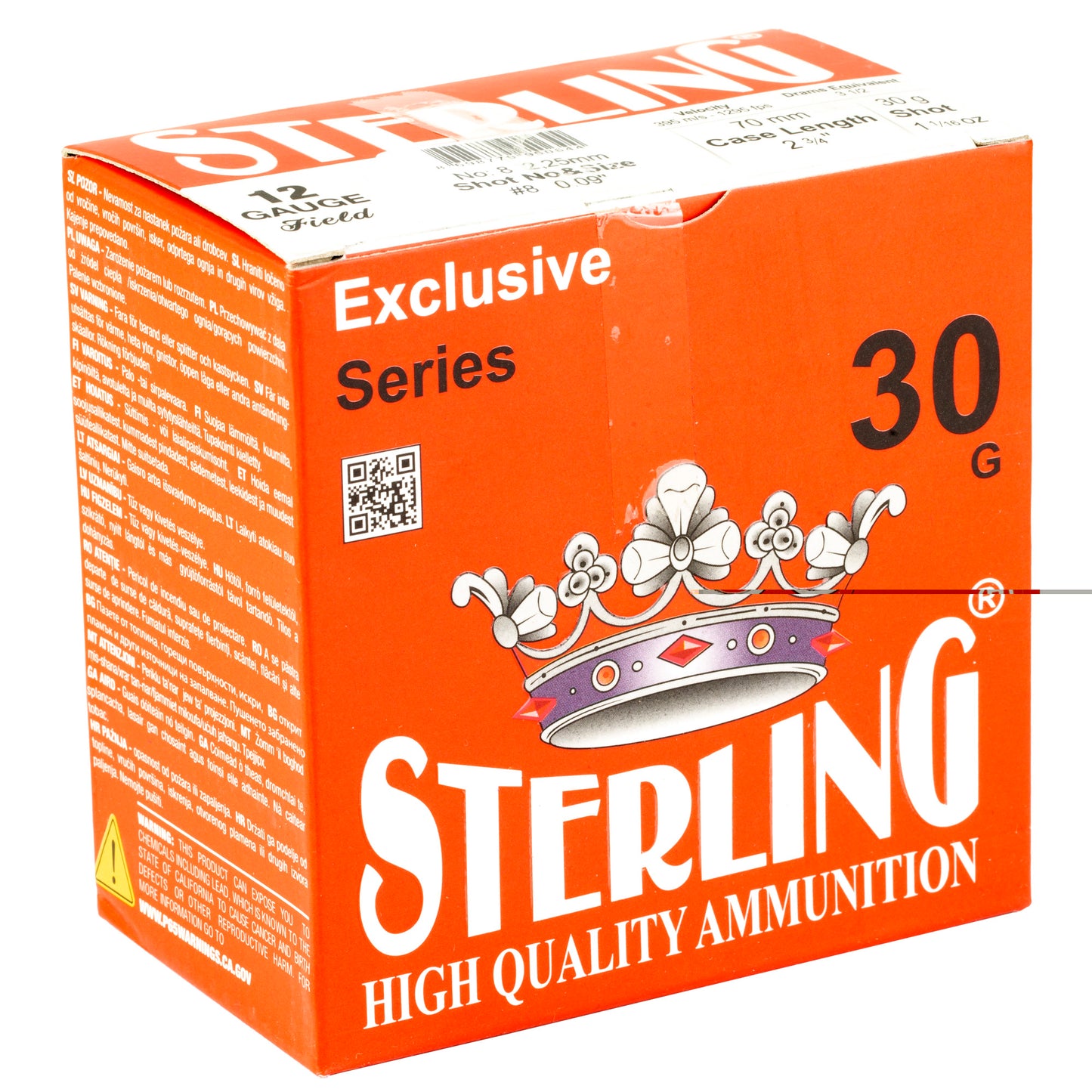 Sterling, Exclusive Series, 12 Gauge 2.75", #8, 1 1/6 oz, Shot Shell  (25 Round Box)