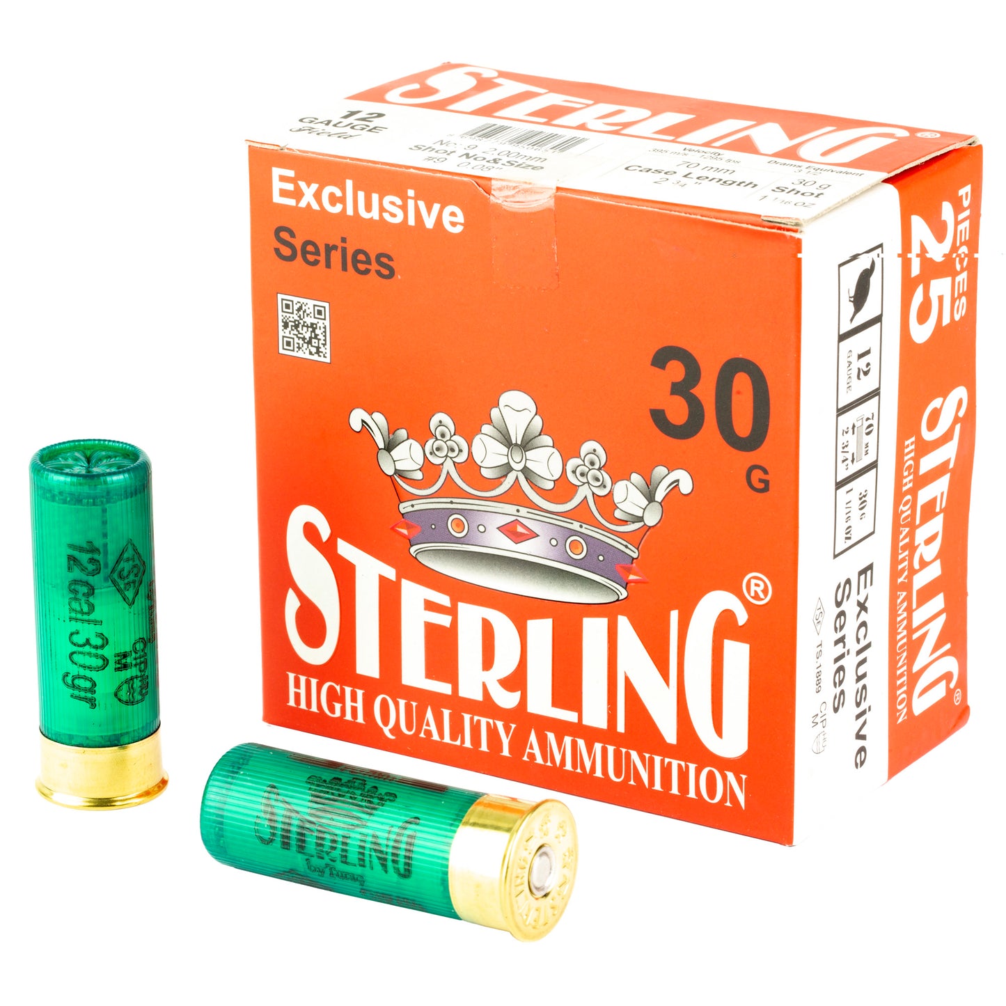 Sterling, Exclusive Series, 12 Gauge 2.75", #9, 1 1/6 oz, Shot Shell  (25 Round Box)