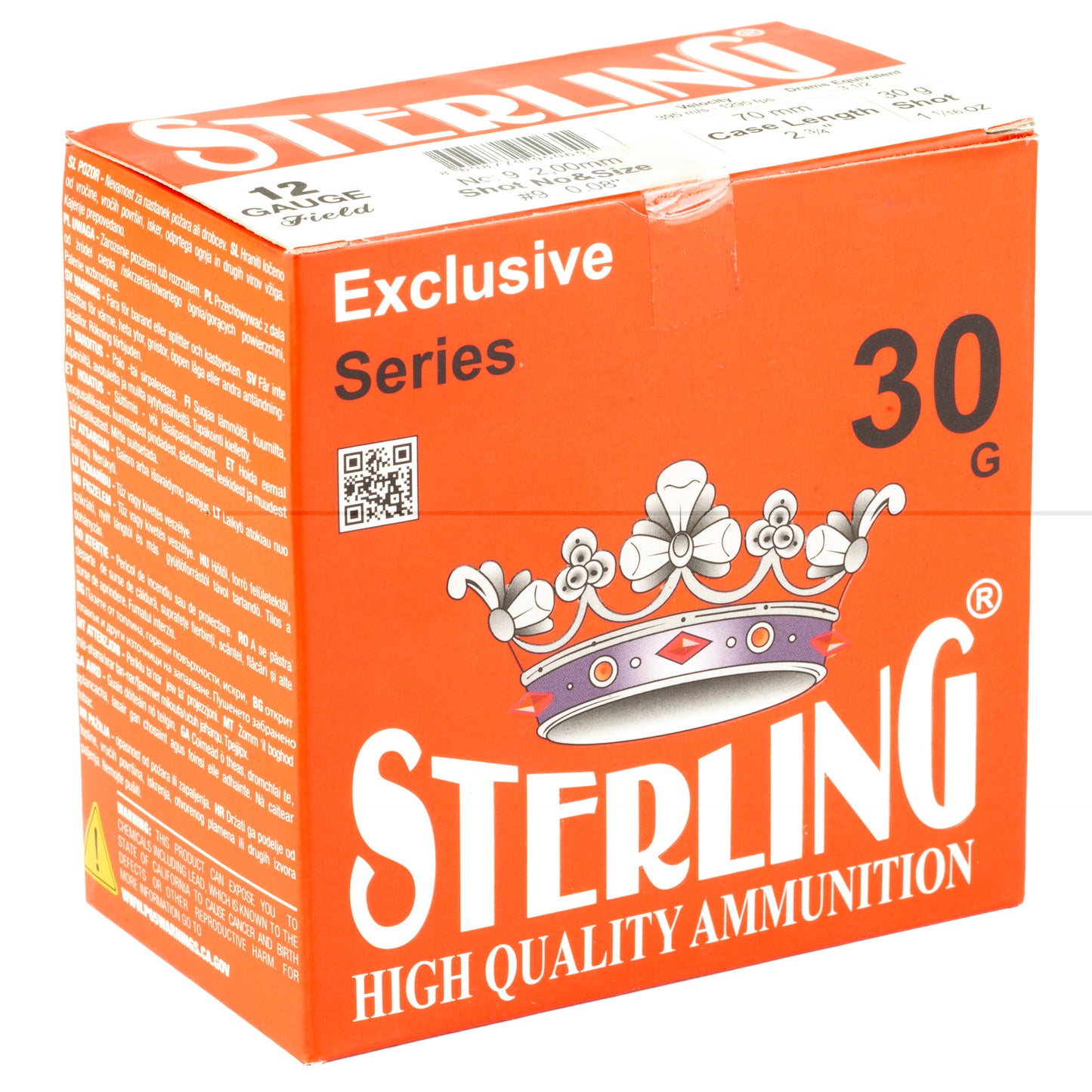 Sterling, Exclusive Series, 12 Gauge 2.75", #9, 1 1/6 oz, Shot Shell  (25 Round Box)