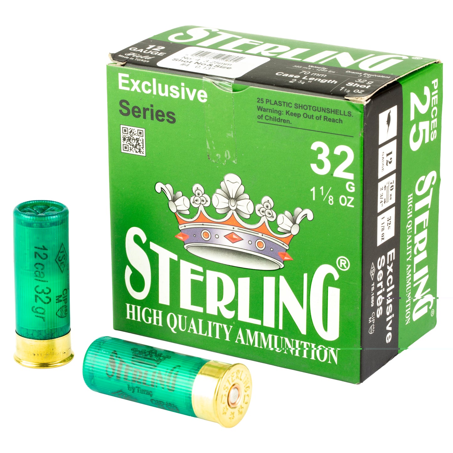 Sterling, Exclusive Series, 12 Gauge 2.75", #4, 1 1/8 oz, Shot Shell  (25 Round Box)