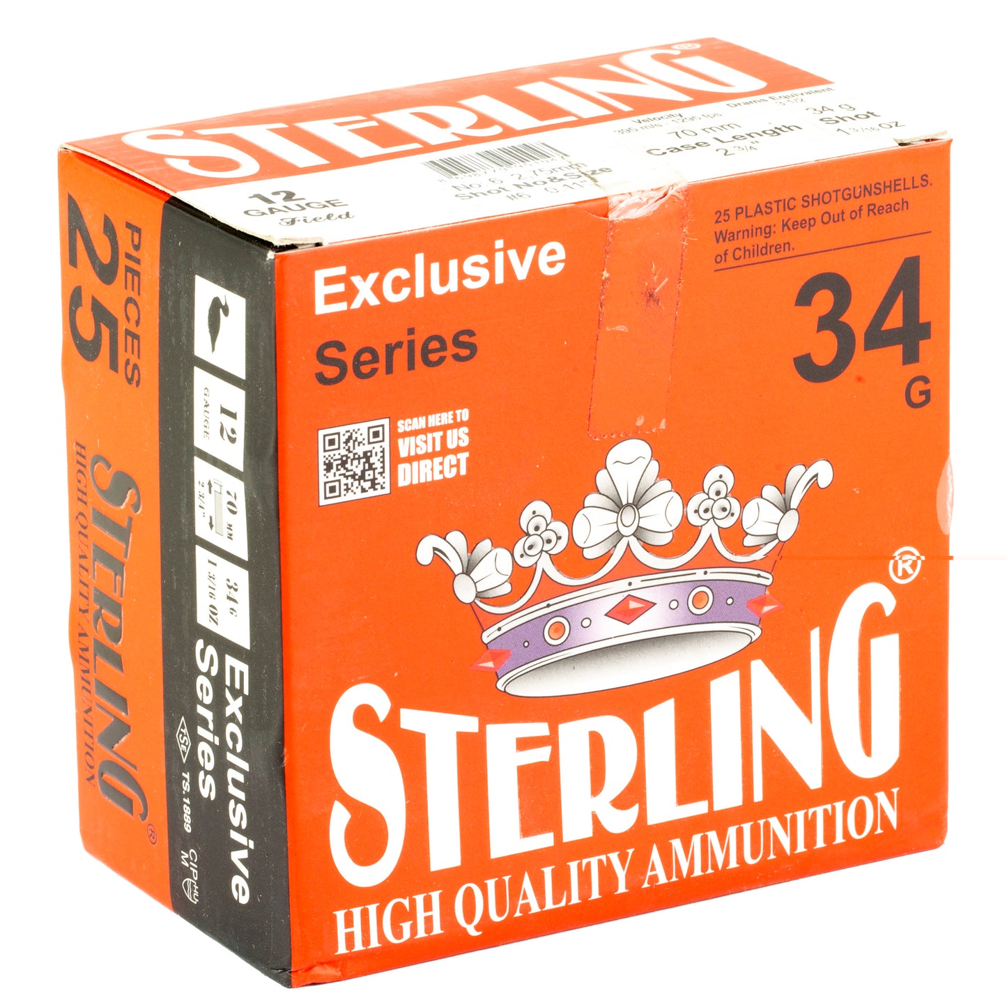 Sterling, Exclusive Series, 12 Gauge 2.75", #6, 1 3/16 oz, Shot Shell  (25 Round Box)