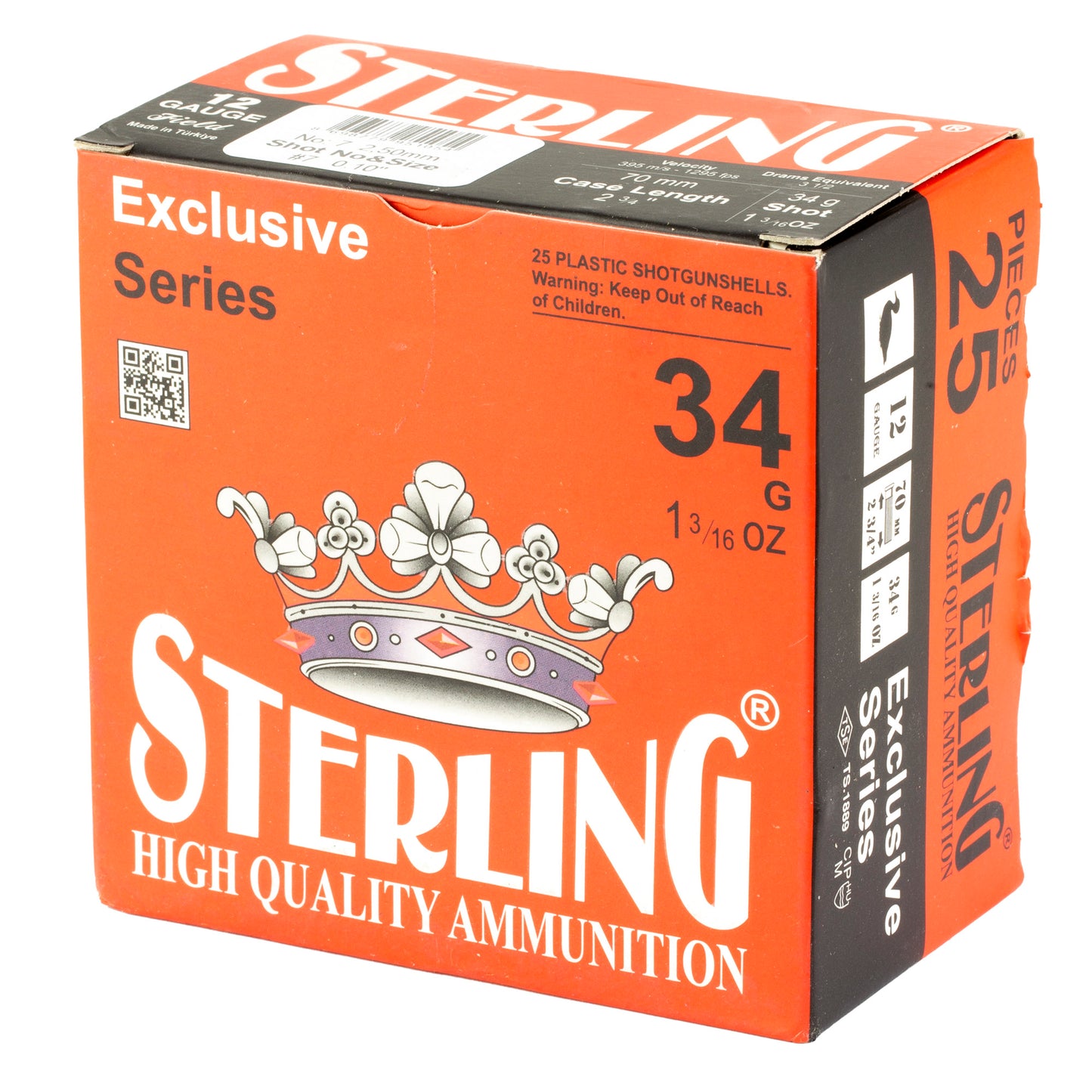 Sterling, Exclusive Series, 12 Gauge 2.75", #7, 1 3/16 oz, Shot Shell  (25 Round Box)