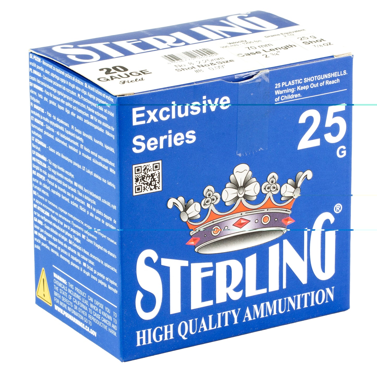 Sterling, Exclusive Series, 20 Gauge 2.75", #8, 7/8 oz., Shot Shell  (25 Round Box)