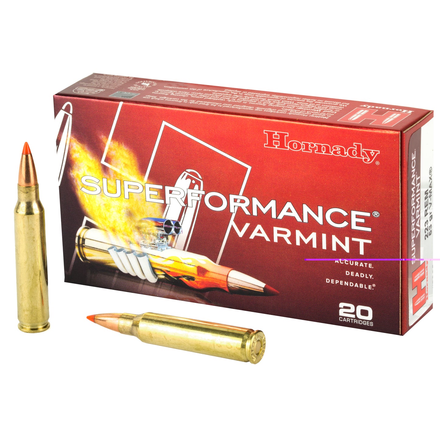 Hornady, Superformance, 223REM, 53 Grain, V-Max, (200 RD CASE)