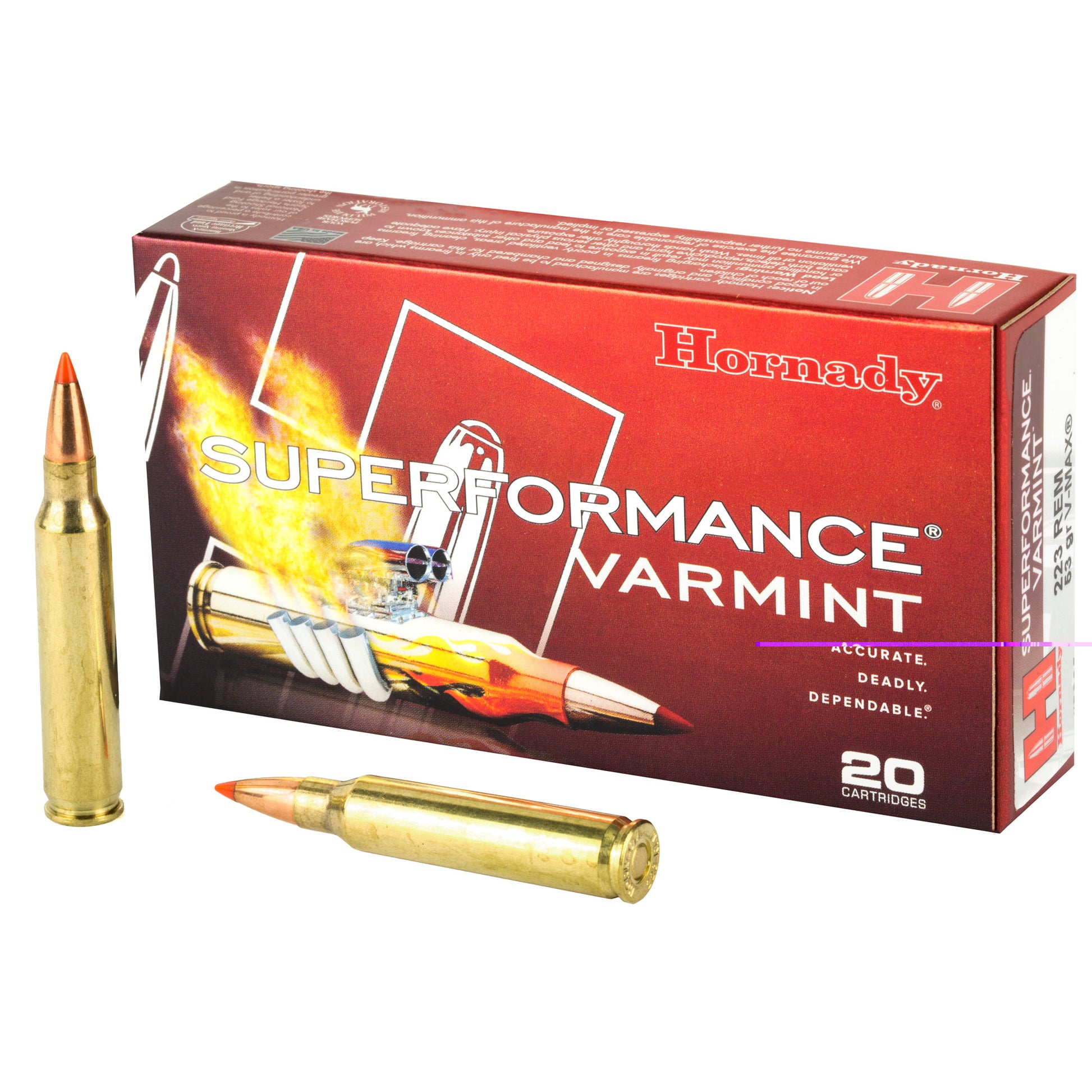 Hornady, Superformance, 223REM, 53 Grain, V-Max, (200 RD CASE)