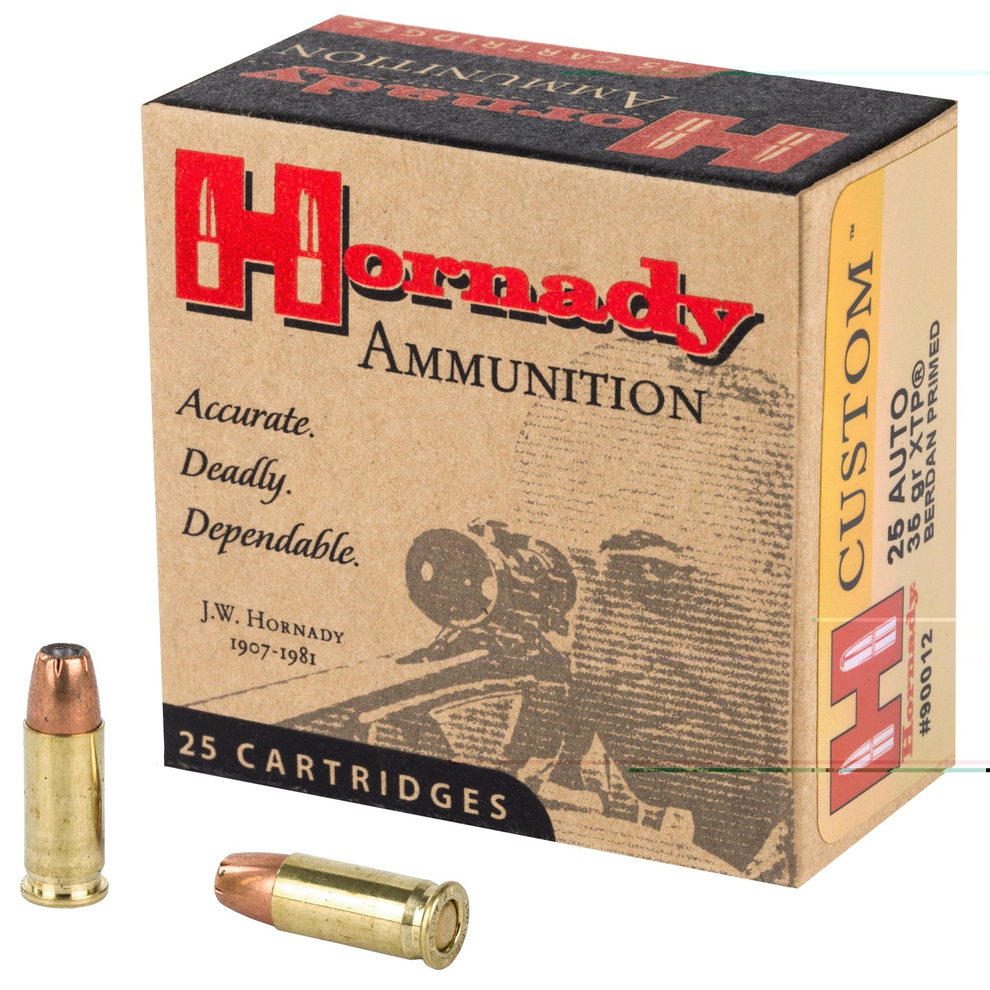 Hornady, Custom, Self Defense, 25ACP, 35 Grain, XTP, 250 Round Case