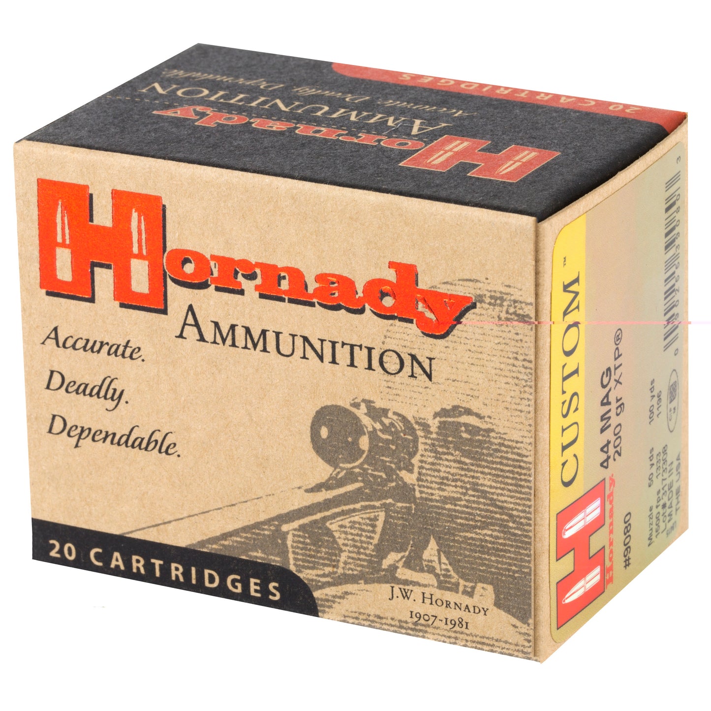 Hornady, Custom .44 Magnum, 200 Grain | Extreme Terminal Performance, XTP | 20 Rounds per Box