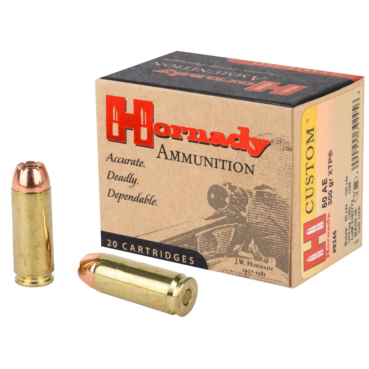 Hornady, Custom, 50 Action Express, 300 Grain, Hollow Point, XTP  (200 Round Case)