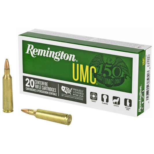 Remington, UMC, 22-250, 50 Grain, Hollow Point, 20 Round Box