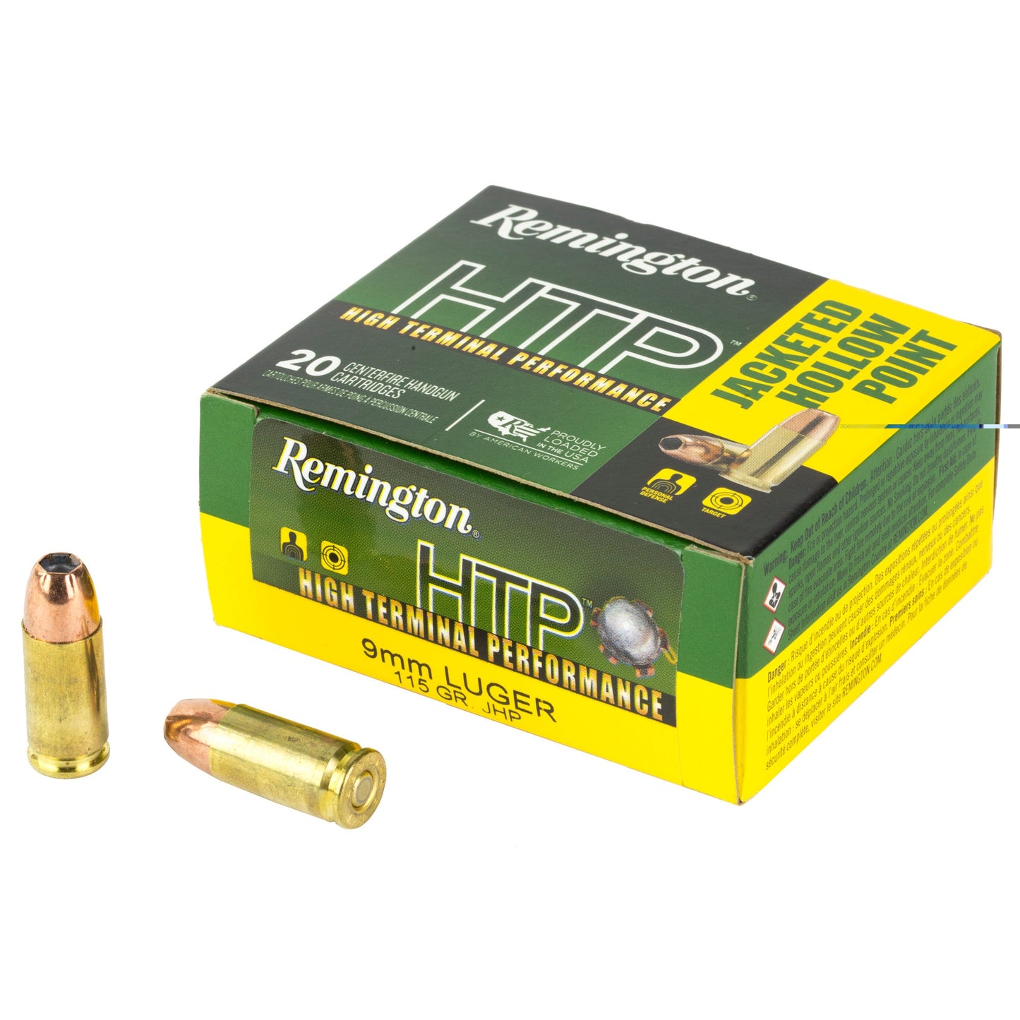 Remington, High Terminal Performance, 9MM, 115 Grain, Jacketed Hollow Point (500 Round Box)