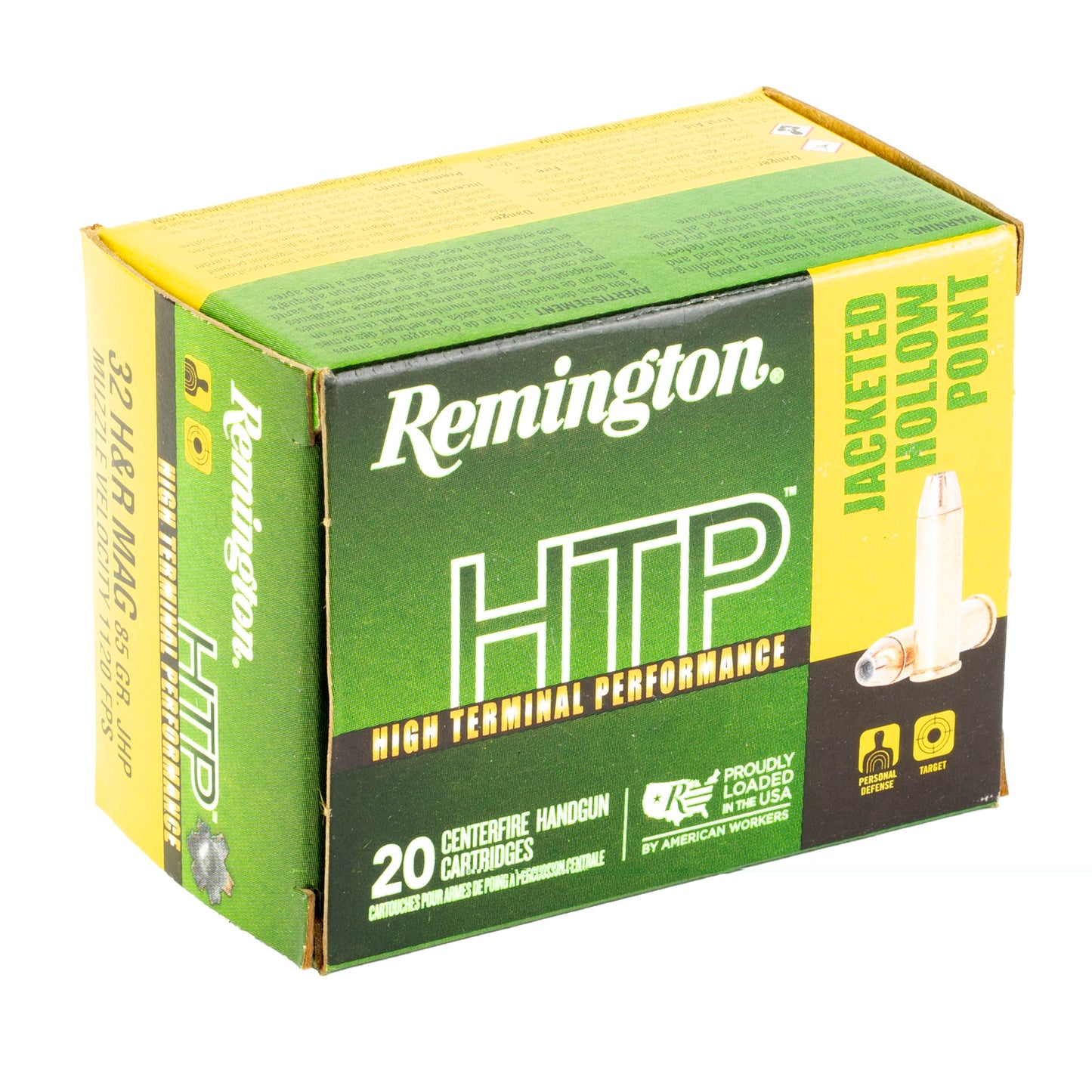 Remington, High Terminal Performance, HTP, .32, Harrington & Richardson, H&R Magnum, 85grain | Jacketed Hollow Point, JHP | 20 Rounds per Box