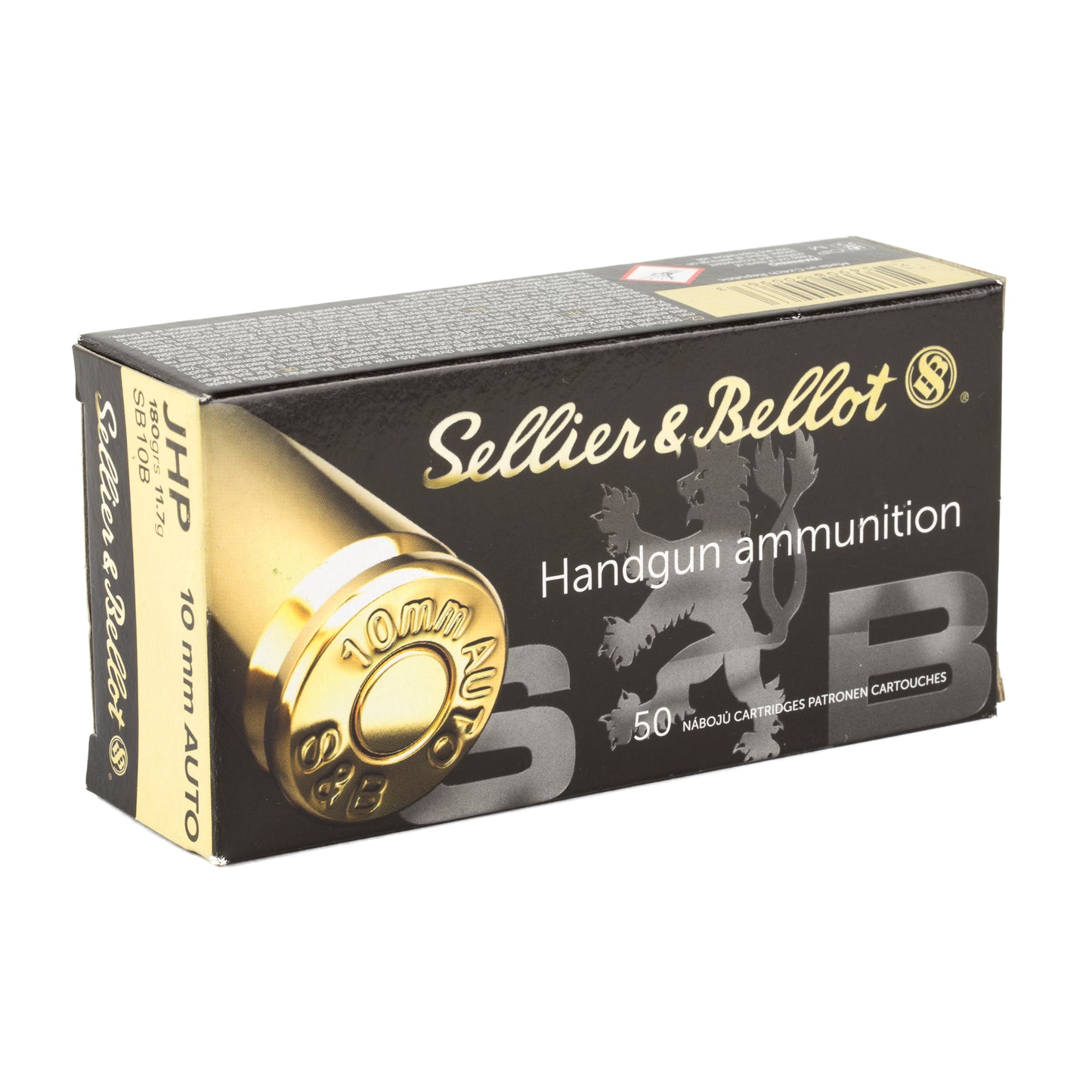 Sellier & Bellot 10mm, 180grain, Jacketed hollow point, JHP, 50 Rounds per Box 