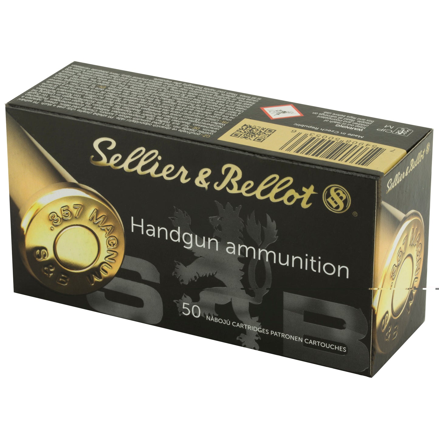 Sellier & Bellot Handgun Ammunition, .357 Magnum, 158grain | Full Metal Jacket, FMJ | 50 Rounds per Box