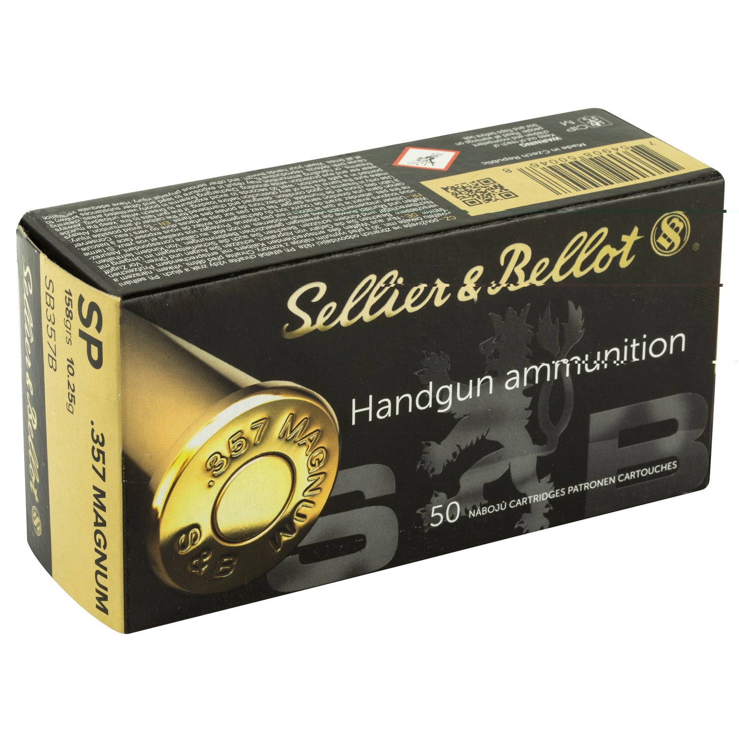 Sellier & Bellot Handgun Ammunition, .357 Magnum, 158 Grain | Solf Point, SP | 50 Rounds per Box