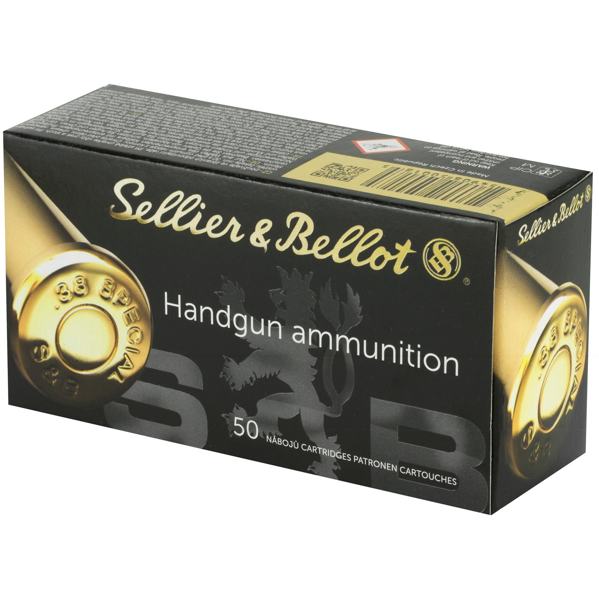 Sellier & Bellot Handgun Ammunition, .38 Special, SPL, 158 Grain | Lead Round Nose, LRN | 50 Rounds per Box