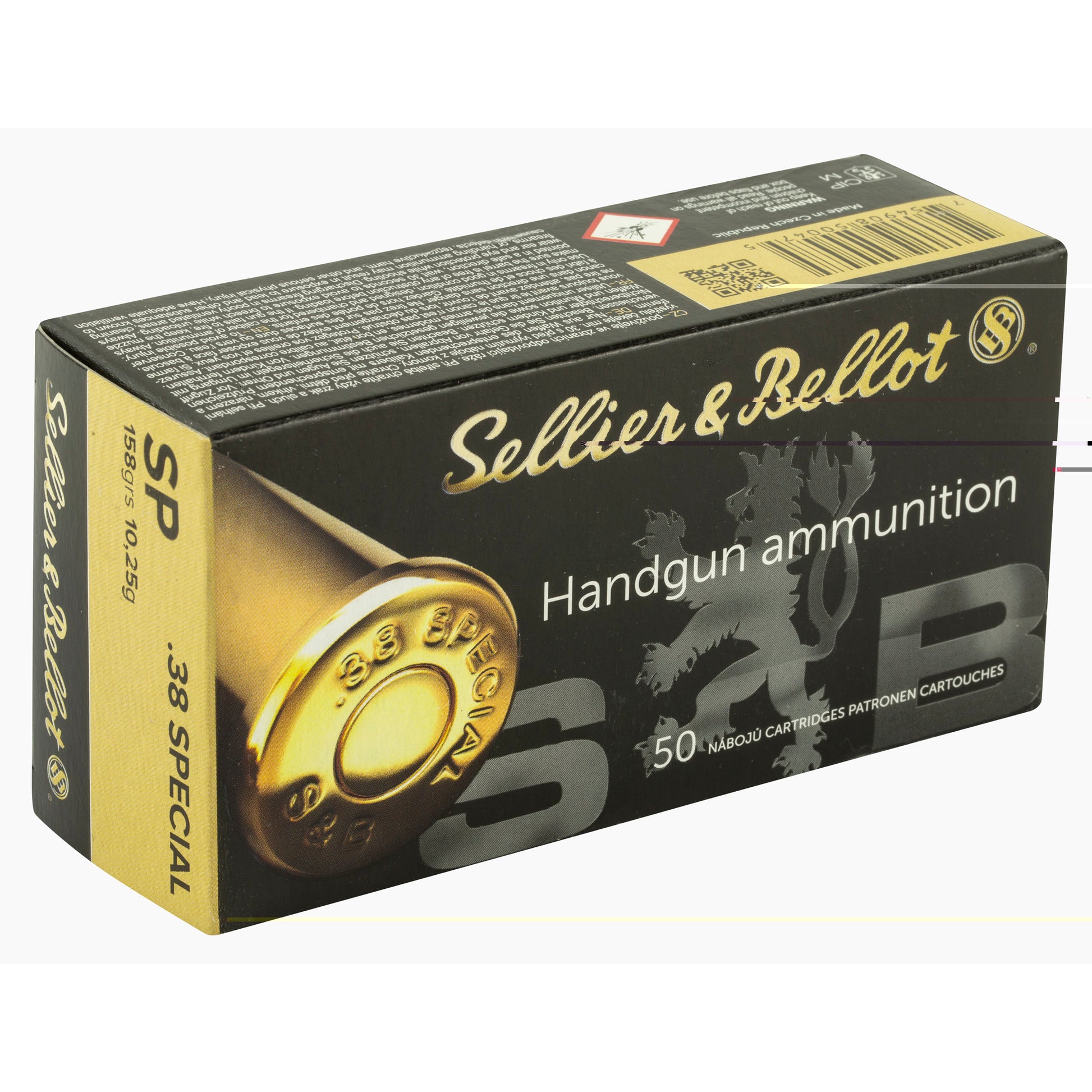 Sellier & Bellot Handgun Ammunition, .38 Special, SPL, 158 Grain | Solf Point, SP | 50 Rounds per Box 