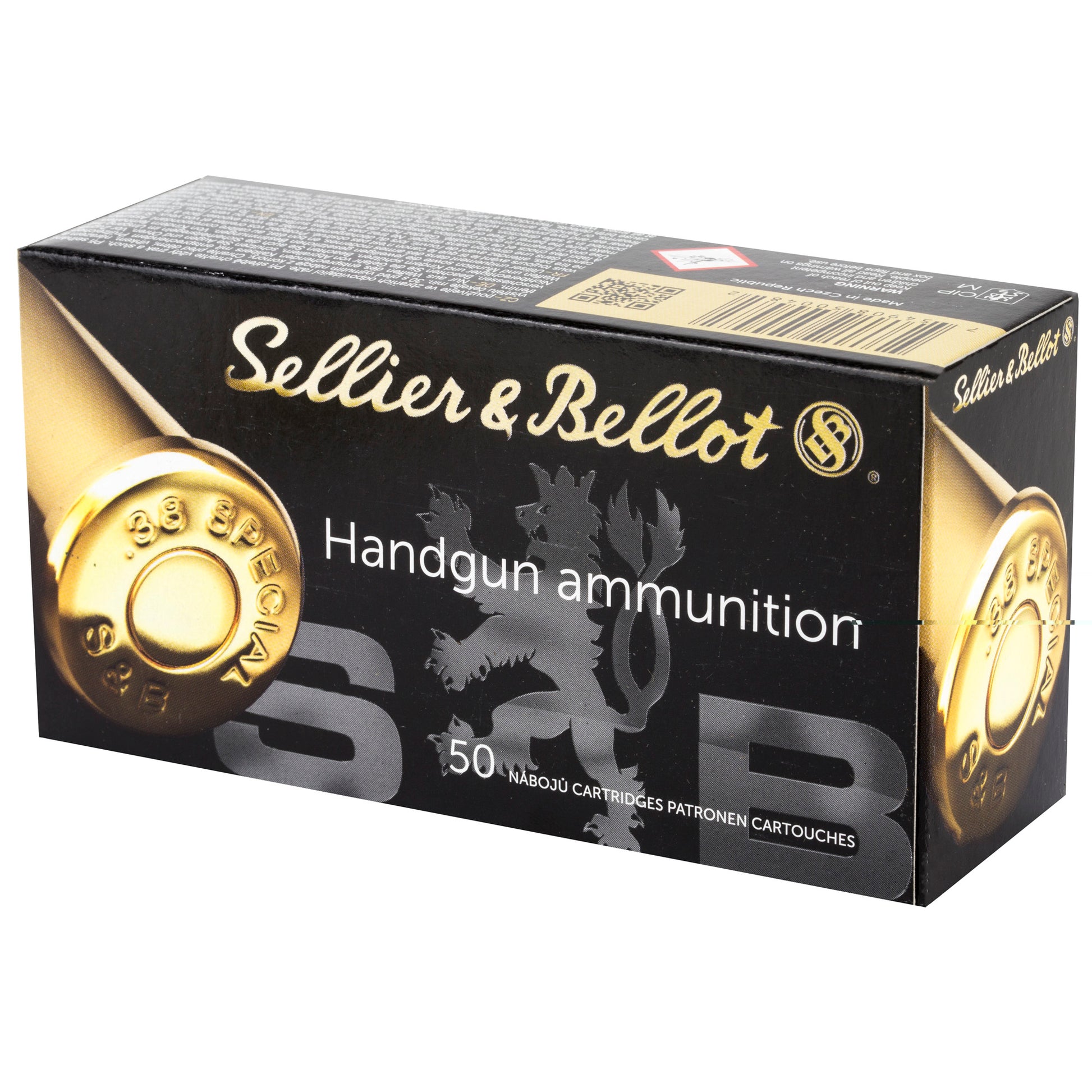 Sellier & Bellot Handgun Ammunition, 38 Special, SPL, 158 Grain | Full Metal Jacket, FMJ | 50 Rounds per Box 