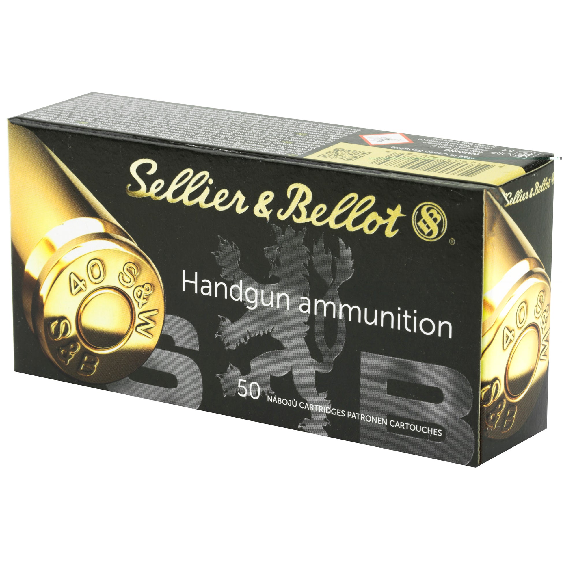 Sellier & Bellot Handgun Ammunition, .40 S&W, 180 Grain | Jacketed Hollow-Point, JHP | 50 Rounds per Box