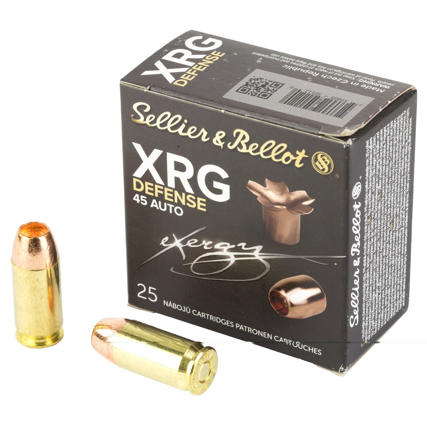 Sellier & Bellot, XRG, 45 ACP, 165 Grain, Jacketed Hollow Point  (1000 Round Case)