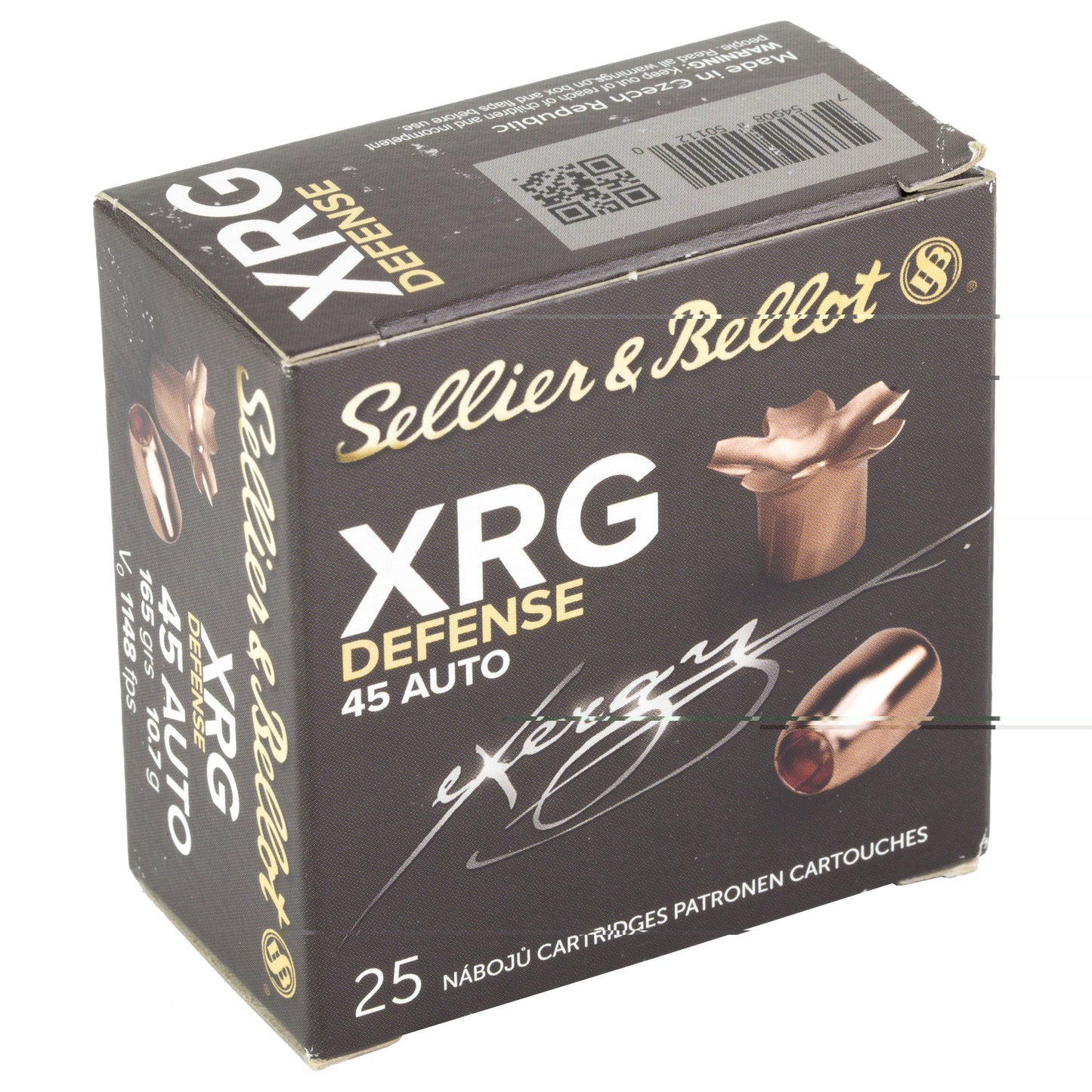 Sellier & Bellot, Exergy, XRG, Defense, .45, Automatic Colt Pistol, ACP, 165 Grain, 25 Rounds per Box