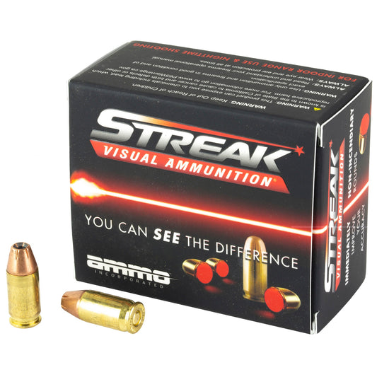 STREAK Ammunition, Visual Ammunition, 380 ACP, 90 Grain, Jacketed Hollow Point, Non-Incendiary Tracer, (200 Round Case)