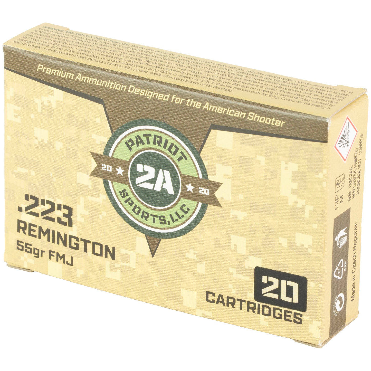 Patriot Sports 223 Remington 55Gr Full Metal Jacket (20 Round Box)