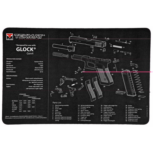 Tekmat Pistol Mat For Glk Gen 4 Blk