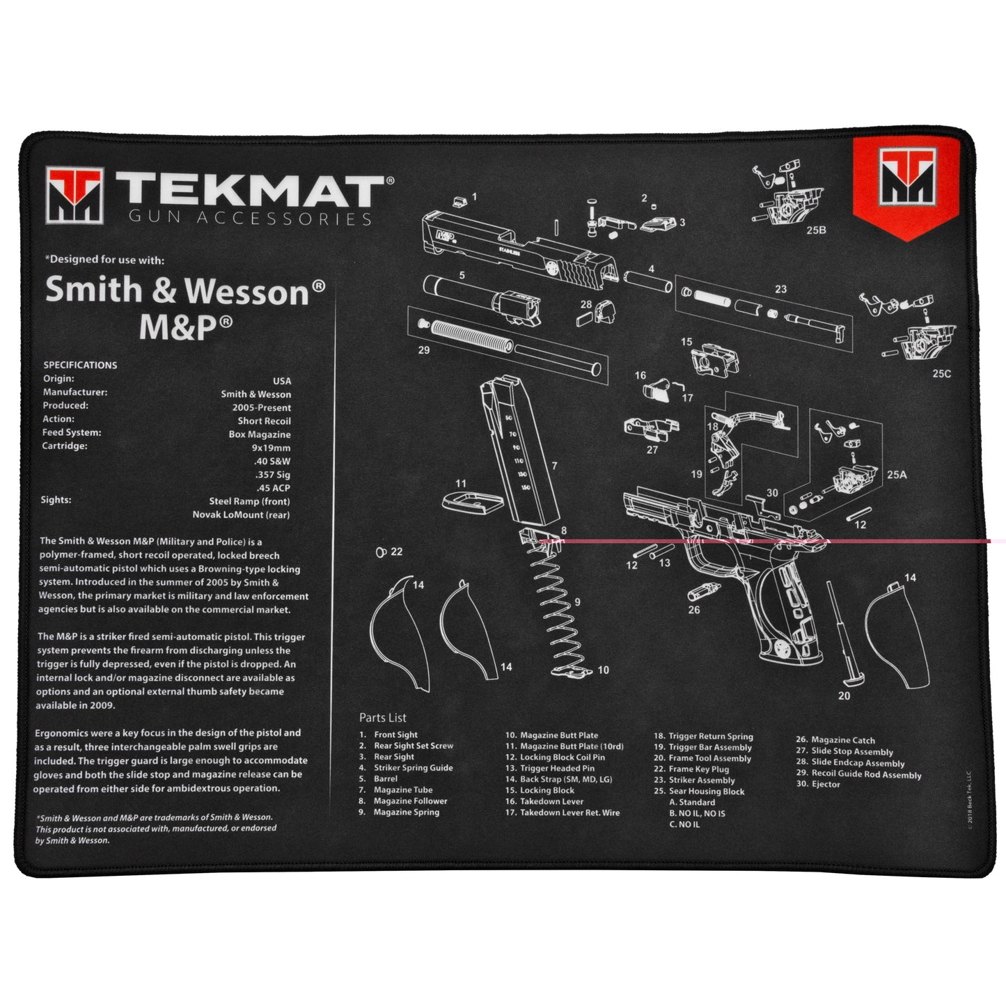 Tekmat Ultra Pstl Mat S&w M&p Blk