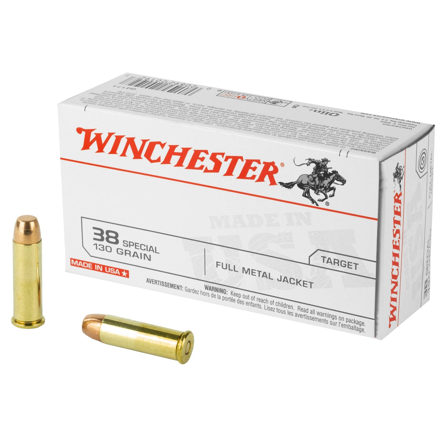 Winchester Ammunition, USA, 38 Special, 130 Grain, Full Metal Jacket, (500 Round Case)