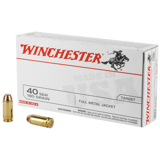 Winchester Ammunition, USA, 40S&W, 180 Grain, Full Metal Jacket, (500 Round Case)