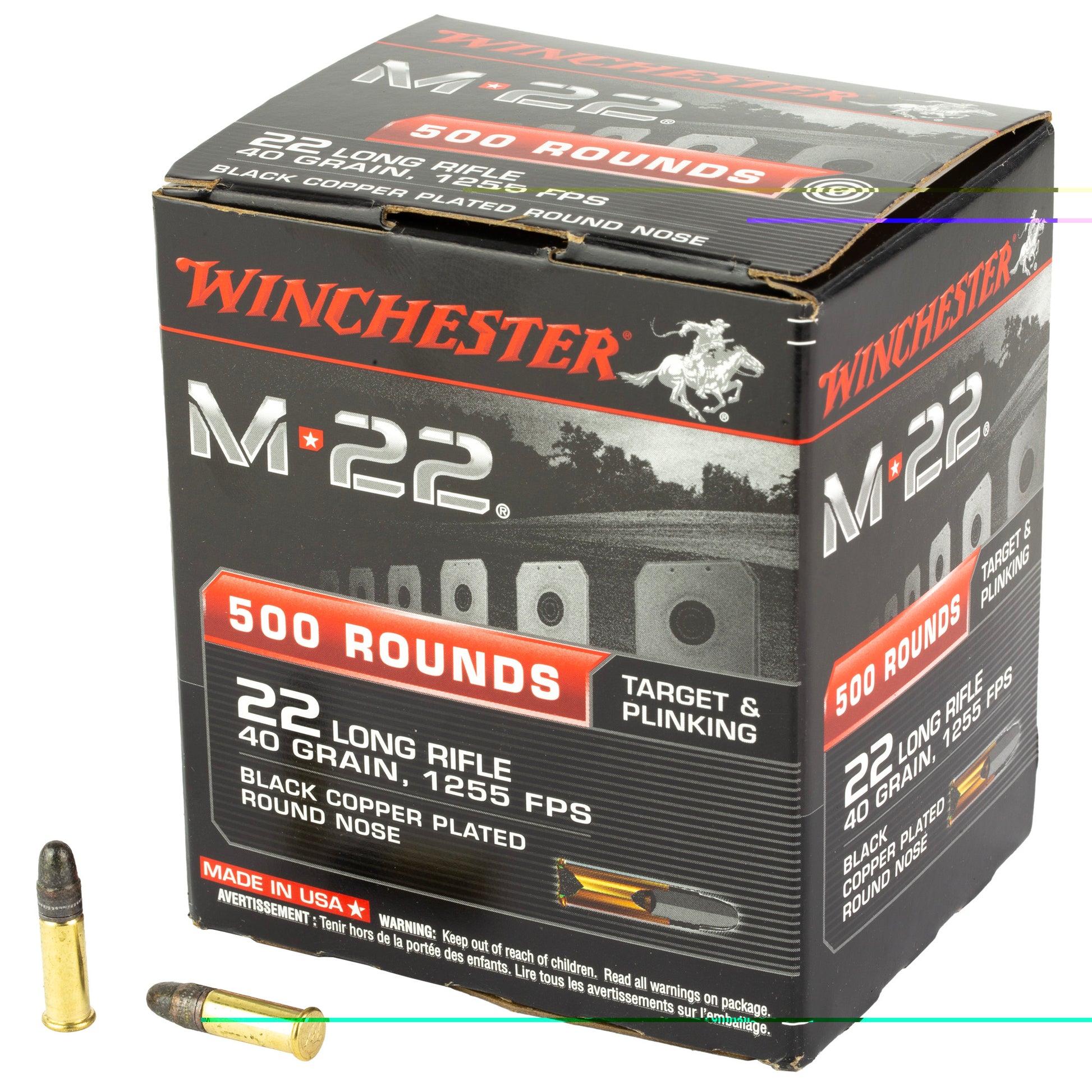 Winchester Ammunition, M22, 22LR, 40 Grain, Copper Plated Round Nose, (1,000 RD CASE)