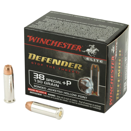 Winchester Ammunition, Defender, Supreme Elite, 38 Special, +P 130 Grain, Bonded Jacketed Hollow Point, PDX1, (200 Round Case)