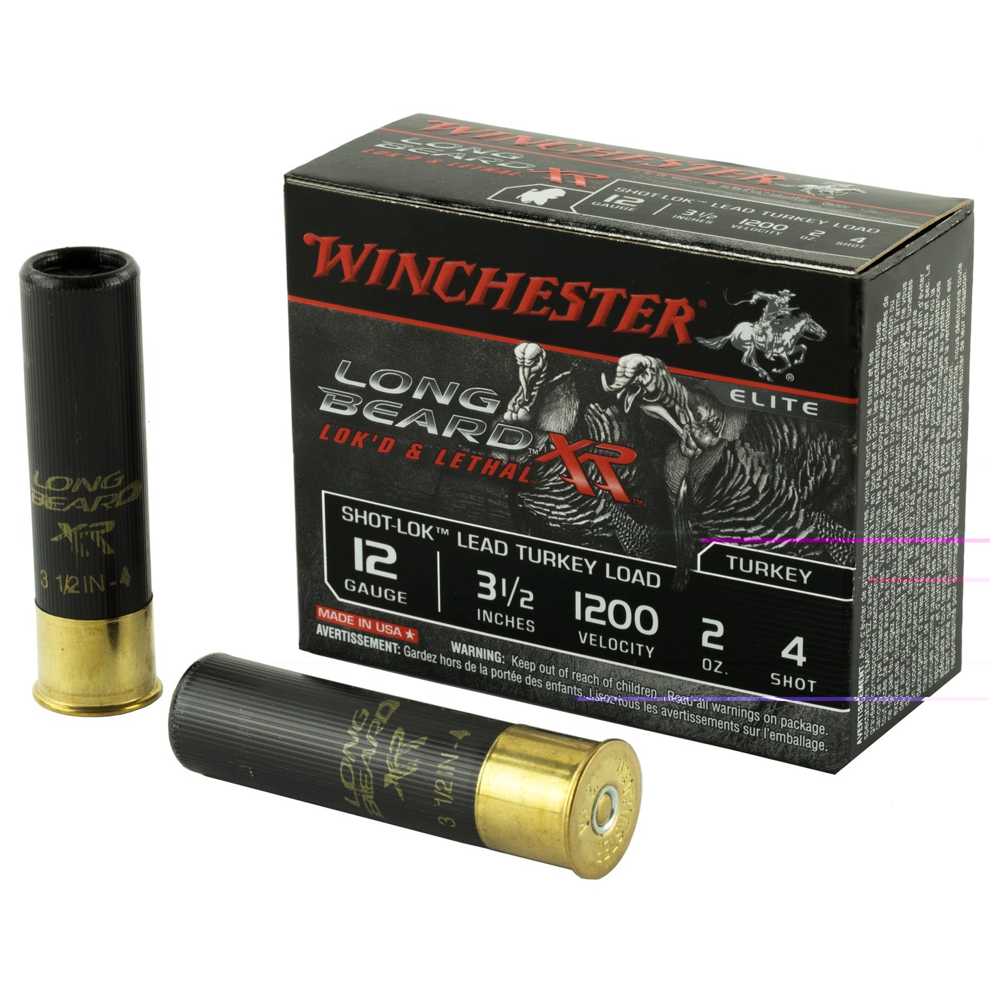 Winchester Ammunition, Long Beard XR, 12 Gauge, 3.5" Chamber, #4, 2 oz, Shotshell Shot-Lok with Lead Shot  (100 Round Case)