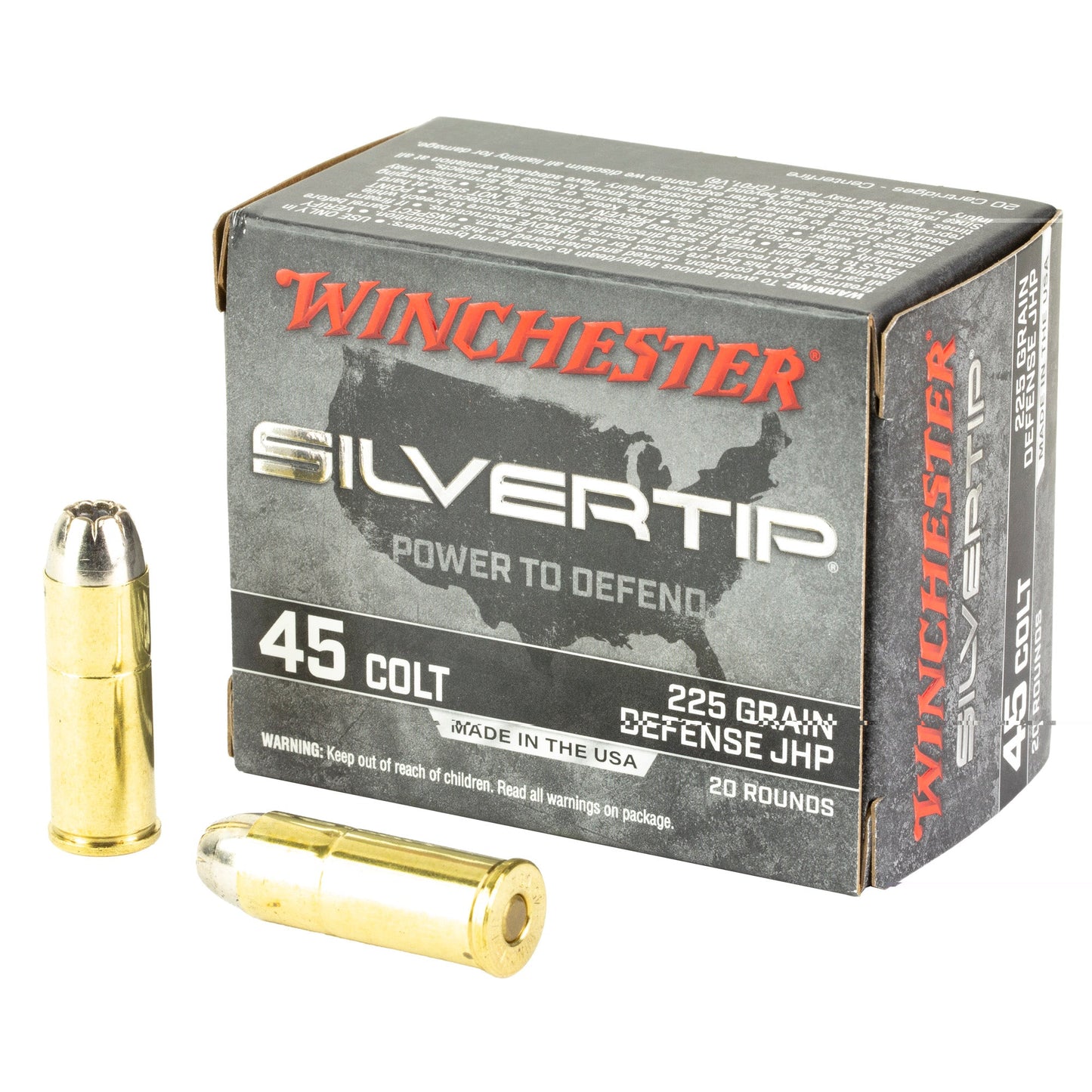 Winchester Ammunition, Silvertip, 45 Long Colt, 225 Grain, Jacketed Hollow Point Bullet  (200 Round Case)