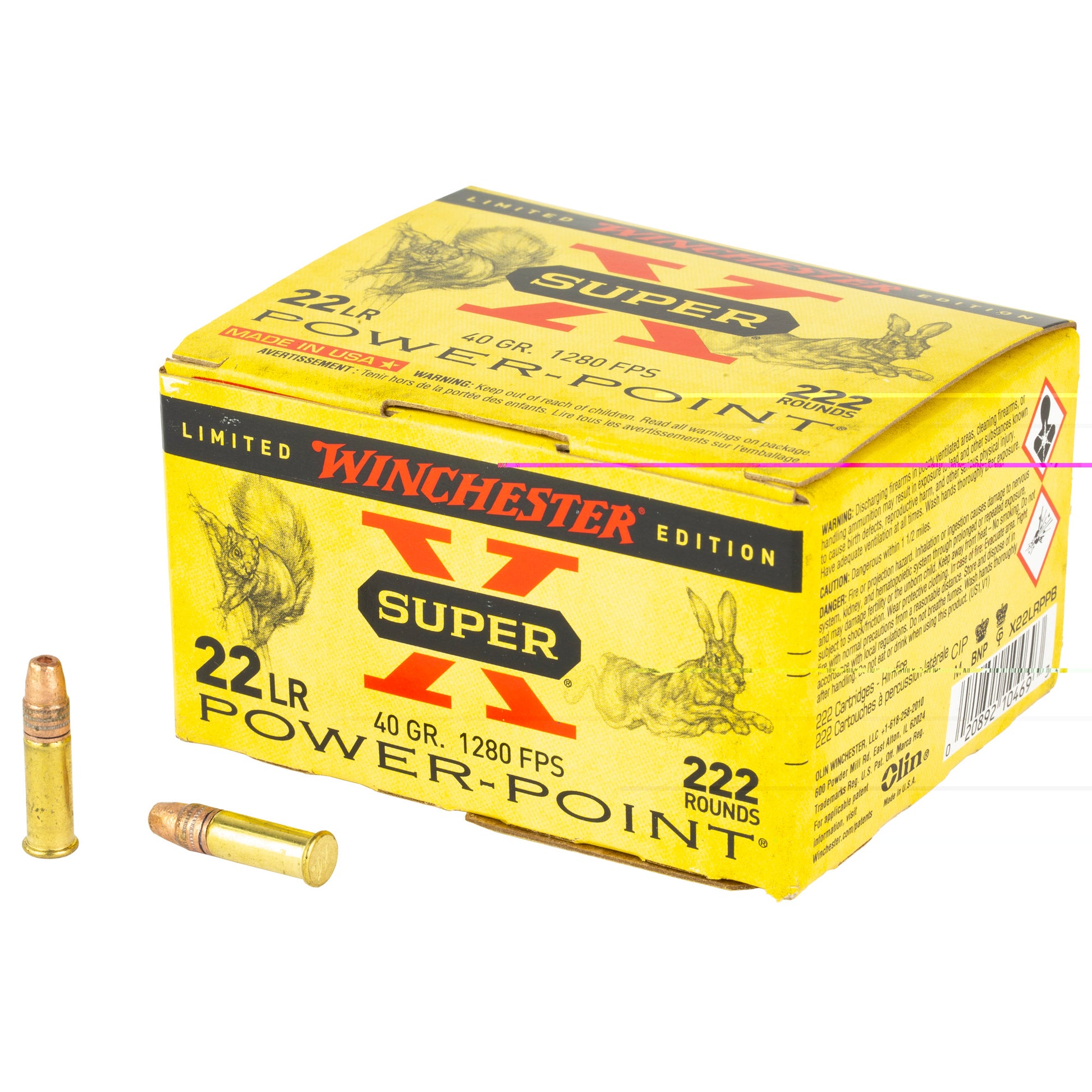 Winchester Ammunition, Super-X, Power-Point, 22 LR, 40 Grain, Power PointHollow Point, (2,220 Round Case)