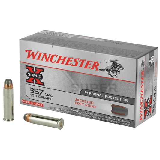 Winchester Ammunition, Super-X, 357 Magnum, 158 Grain, Jacketed Soft Point, (500 Round Box)