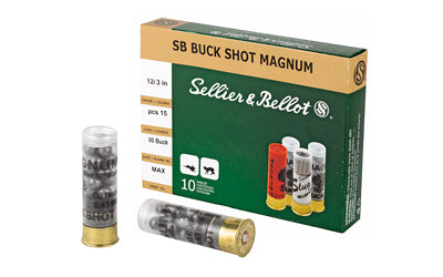 Sellier & Bellot, Shotshell, 12 Gauge, 3", 00 Buck, 15 Pellets  (250 Round Box)